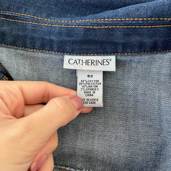 Catherine's Jean Jacket Women 5X Blue Chore Oversized Barn Pockets Utility - Picture 9 of 10